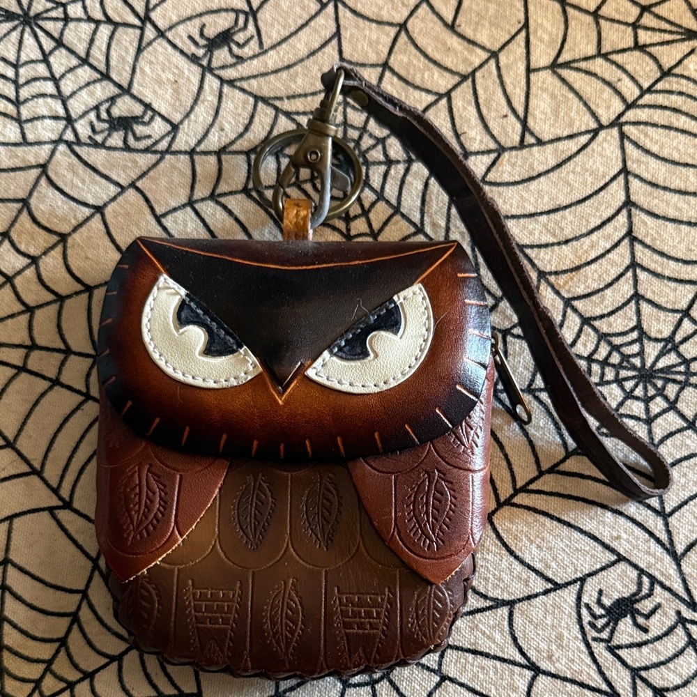 Brown Owl Leather Coin Purse